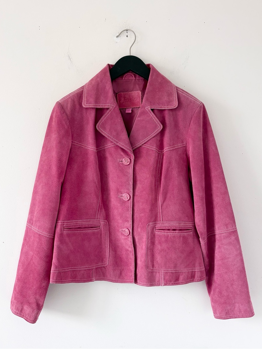 90s Vintage Jessica Pink Genuine Suede Leather Jacket